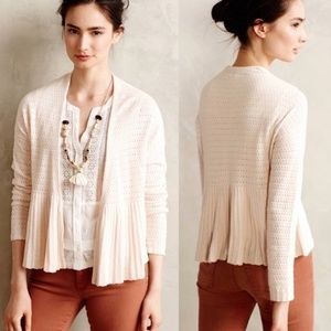 AnthropologieMoth Pointelle Peplum Cream Cardigan